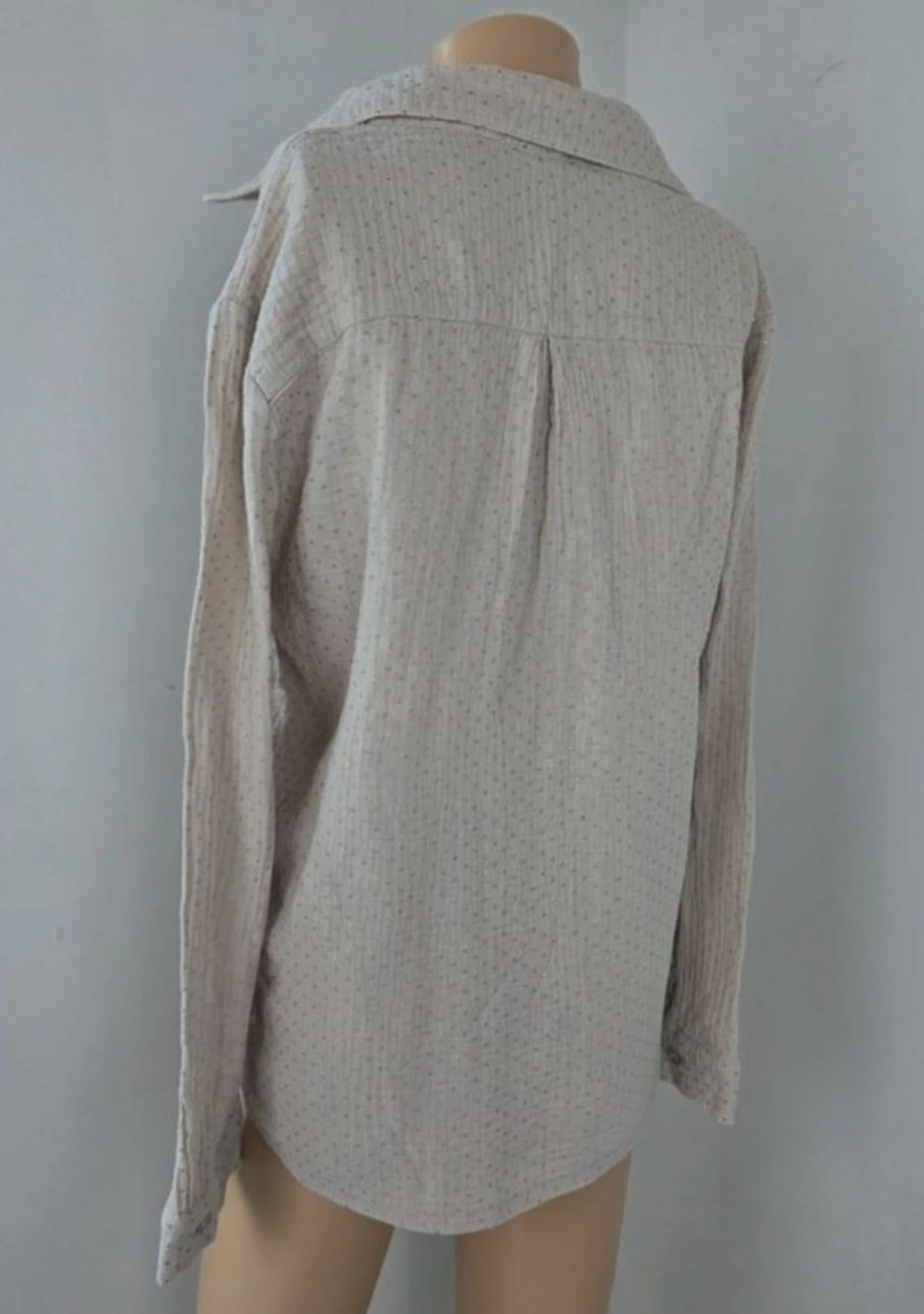 Beige cotton gauze shirt/blouse with ruffles and golden details - Jubylee size 36/38 – photo 5